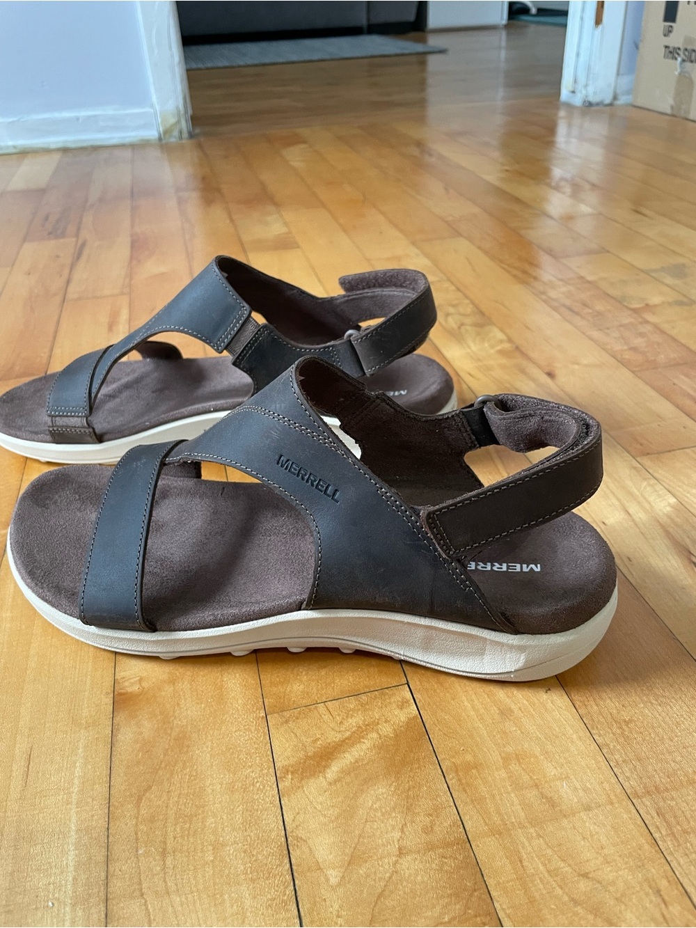 Merrell Brown Leather Women's Comfort Strap Sandals